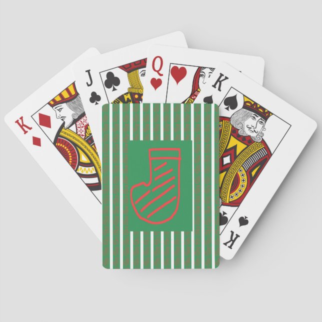 Green Christmas Stocking on Green Playing Cards (Back)