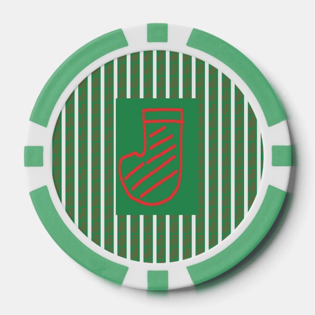 Green Christmas Stocking on Green Poker Chips (Front)