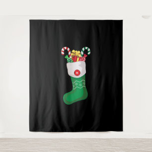 Green Christmas Stocking Tapestry