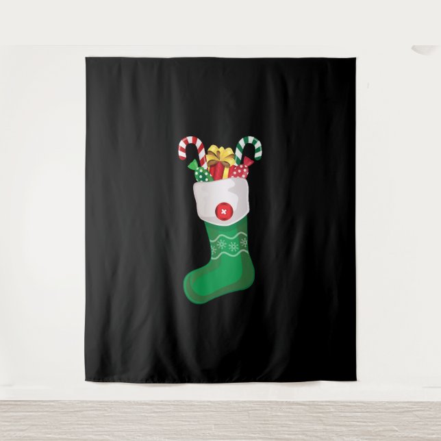 Green Christmas Stocking Tapestry (Front)