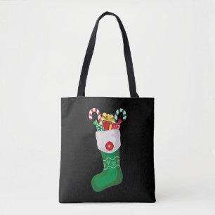 Green Christmas Stocking Tote Bag