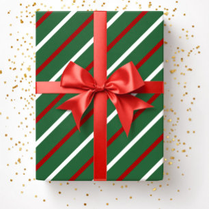 Green Christmas Stripes Pattern Wrapping Paper