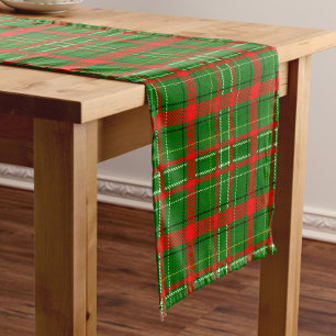 Green Christmas Tartan Plaid Pattern Design  Short Table Runner
