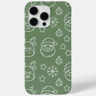 Green Christmas texture with festive elements iPhone 15 Pro Max Case