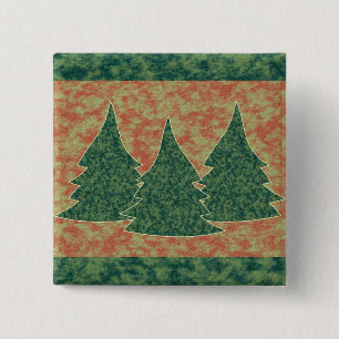 Green Christmas Tree 15 Cm Square Badge