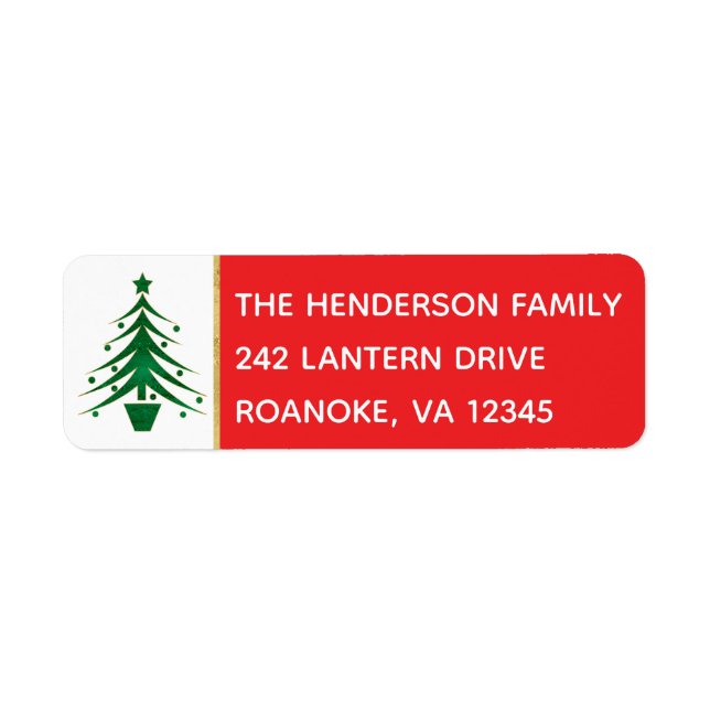 Green Christmas Tree Address Label (Front)