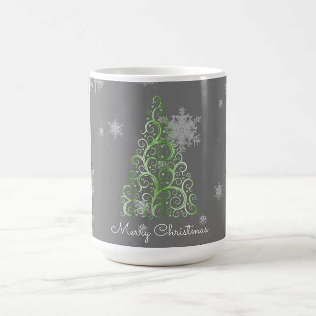 Green Christmas Tree and Snowflakes Mug (Center)