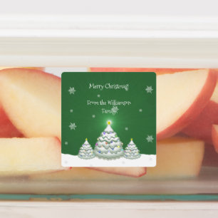 Green Christmas Tree Baking Label