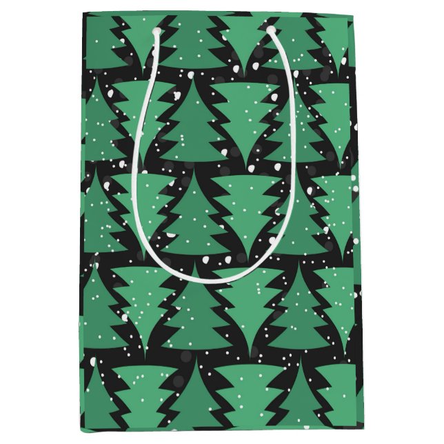 Green Christmas Tree Boho Lights Medium Gift Bag (Front)