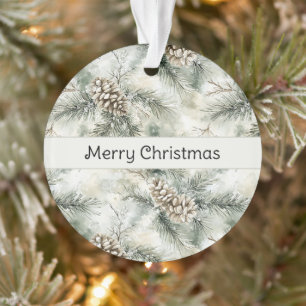 Green Christmas Tree Branches Pine Cones Ornament