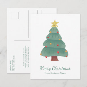 Green Christmas Tree Business Corporate Holiday Postcard