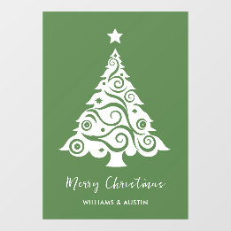 Green Christmas Tree Business Window Decoration Cling