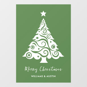 Green Christmas Tree Business Window Decoration Cling