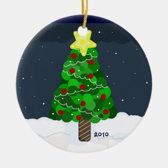 Green Christmas Tree Ceramic Tree Decoration (Front)