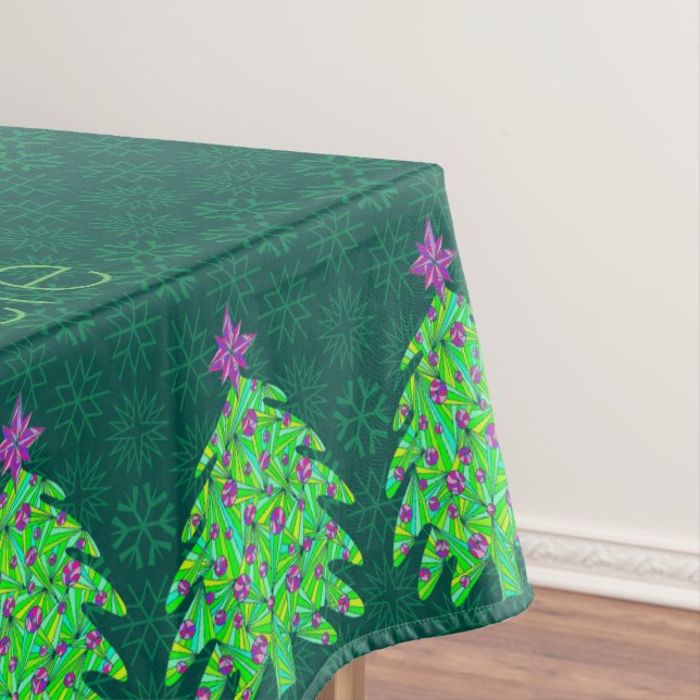 Green Christmas Tree Chic Elegant Personalised Tablecloth (In Situ)