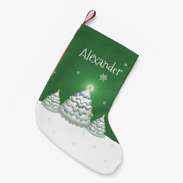Green Christmas Tree Christmas Stocking (Front (Hanging))