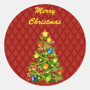Green Christmas Tree Classic Round Sticker