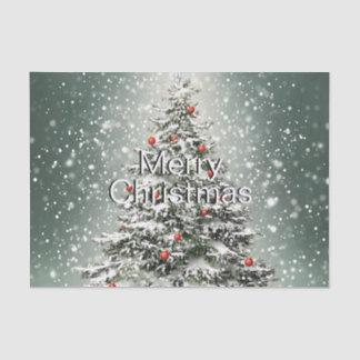 Green Christmas Tree Colourful Ornaments White Sno Tissue Paper