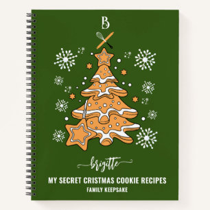 Green Christmas Tree Cookie Baking Crew Snowflakes Notebook