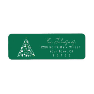 Green Christmas Tree Design Return Address Label
