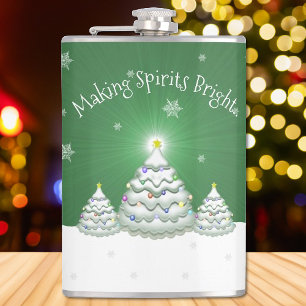 Green Christmas Tree Flask