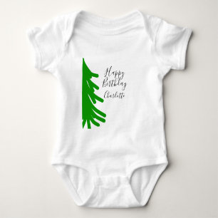 Green Christmas tree happy birthday December winte Baby Bodysuit