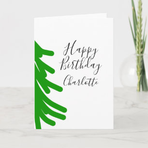 Green Christmas tree happy birthday December winte Card
