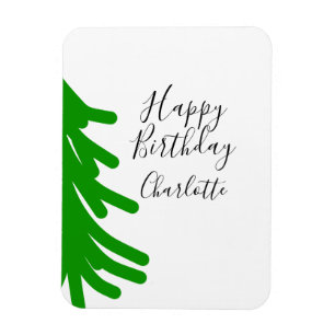 Green Christmas tree happy birthday December winte Magnet