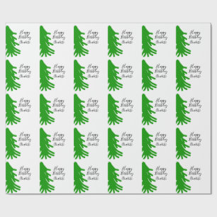Green Christmas tree happy birthday December winte Wrapping Paper