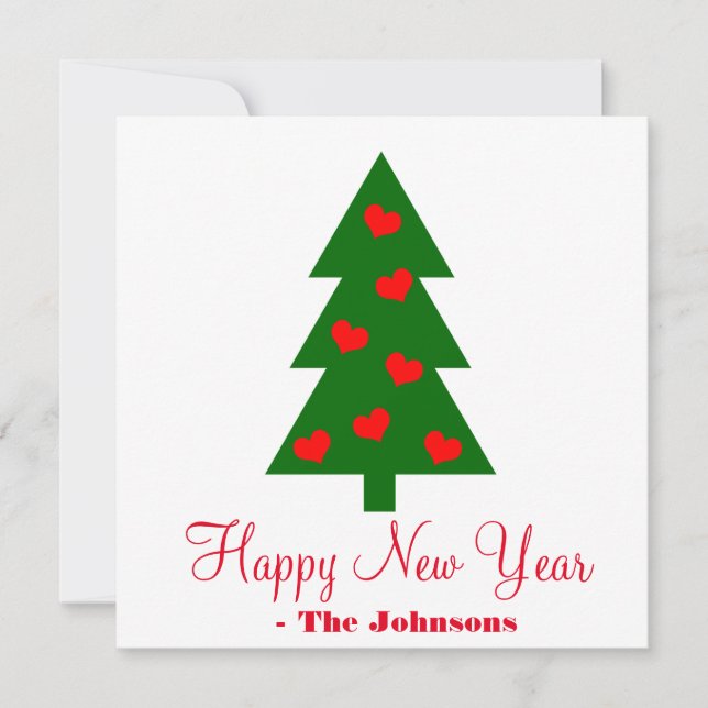 Green Christmas Tree Happy New Year Holiday Card (Front)