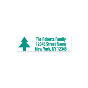 Green Christmas tree icon custom return address Self-inking Stamp