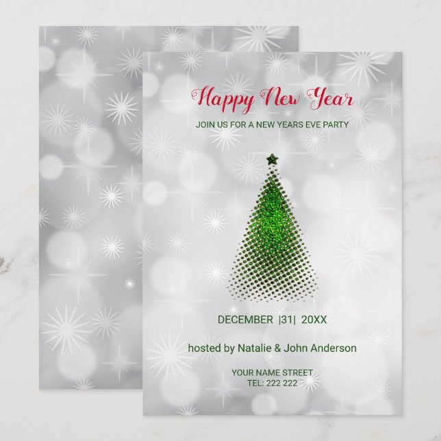 Green Christmas Tree Invitation (Front/Back)