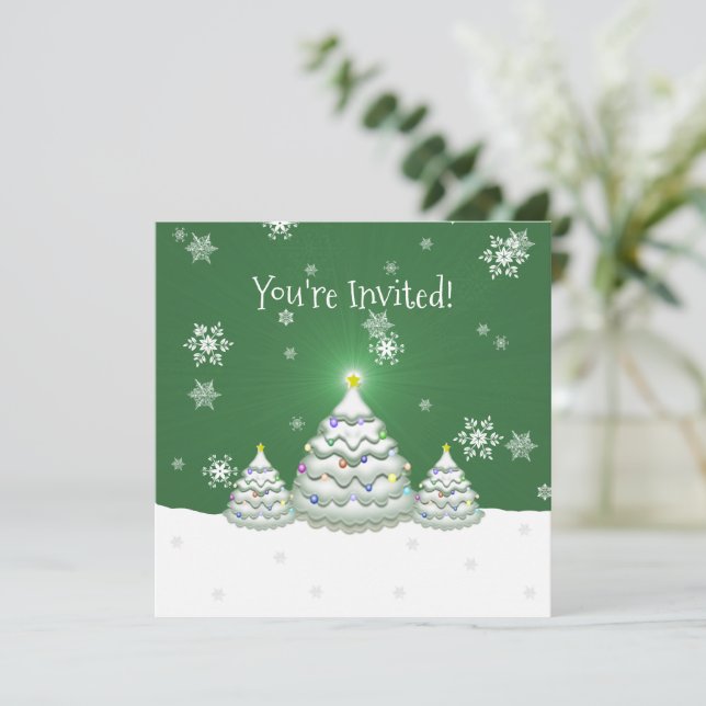 Green Christmas Tree Invitation (Standing Front)