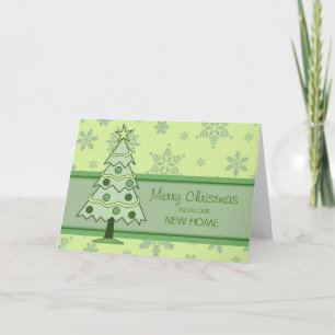 Green Christmas Tree New Address Christmas Card