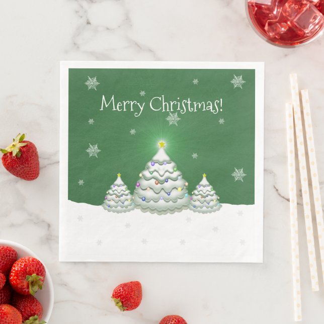 Green Christmas Tree Paper Napkin (Insitu)