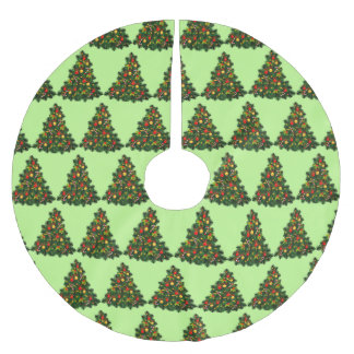 Green Christmas Tree Pattern Country Brushed Polyester Tree Skirt