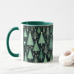 Green Christmas Tree Pattern Mug