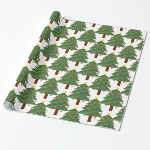 Green Christmas Tree Pattern Thunder_Cove white Wrapping Paper