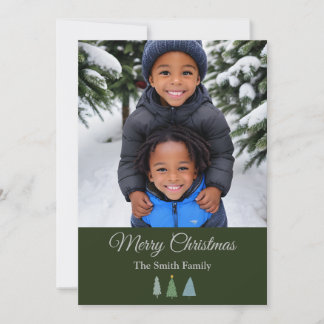 Green Christmas Tree Personalised Photo Holiday Card