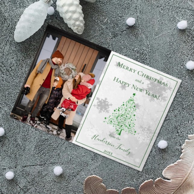 Green Christmas Tree Photo Holiday Card (Creator Uploaded)