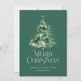 Green Christmas tree photo Moving Holiday Card