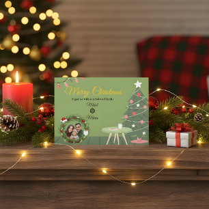 Green Christmas Tree Photo Thank You Card   Holida