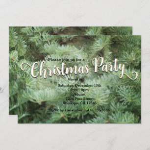 Green Christmas Tree Pine Holiday Party Invitation