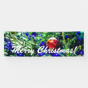 Green Christmas Tree Red Ball Banner
