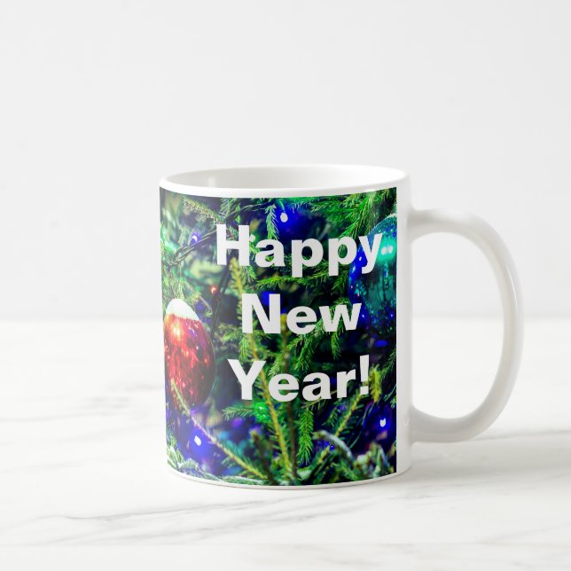 Green Christmas Tree Red Ball Coffee Mug (Right)