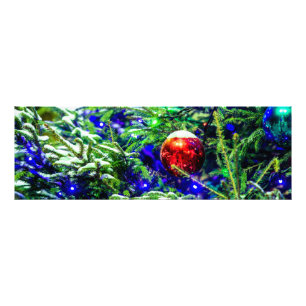 Green Christmas Tree Red Ball Photo Print