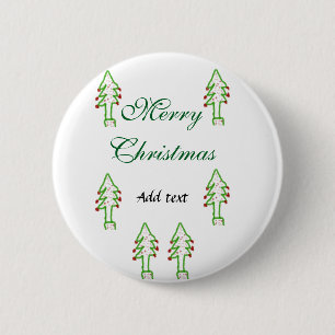 Green Christmas tree red cherry merry Christmas mo 6 Cm Round Badge