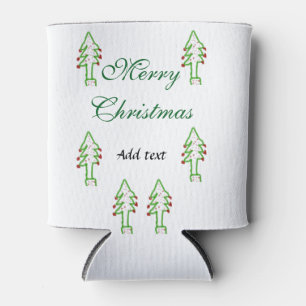 Green Christmas tree red cherry merry Christmas mo Can Cooler