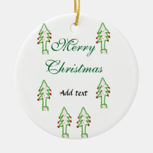Green Christmas tree red cherry merry Christmas mo Ceramic Tree Decoration