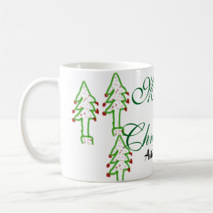Green Christmas tree red cherry merry Christmas mo Coffee Mug
